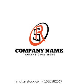 INITIAL SR LOGO TEMPLATE WITH ELLIPSE SHAPE. MODERN LOGO VECTOR ILLUSTRATION.