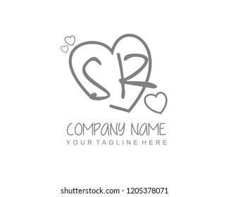 Initial SR with love logo template vector