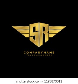 Initial SR wing logo template vector