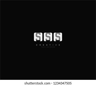 initial SSS letter geometric zebra stripes lines isolated square shape logo