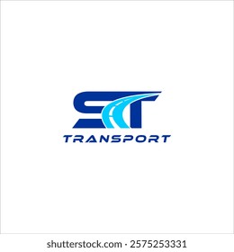 initial ST icon logo with road way. delivery expedition trucking logo design