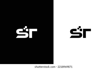 Initial ST letter Digital Pixels Tech Logo Vector