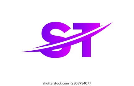 Initial-ST-Buchstaben-Logo mit Swoosh Design Grafik-Vektorvorlage für Unternehmens- und Unternehmensidentität.	
