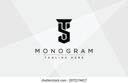Initial ST TS Letter Logo Design Monogram