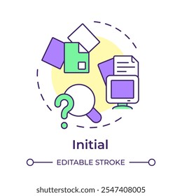 Initial stage multi color concept icon. Data governance maturity model. Disorganized data management. Round shape line illustration. Abstract idea. Graphic design. Easy to use in article