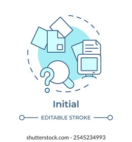 Initial stage soft blue concept icon. Data governance maturity model. Disorganized data management. Round shape line illustration. Abstract idea. Graphic design. Easy to use in article