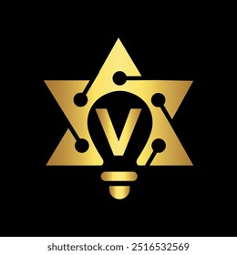 Logotipo inicial de la estrella combinado con la letra V Plantilla de Vector