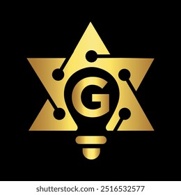 O logotipo inicial da estrela combina com o modelo de vetor da letra G