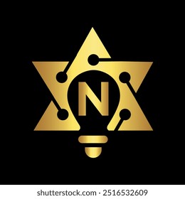 Logotipo inicial Star combinado com modelo de vetor letra N