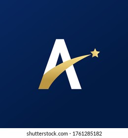 initial A star logo design