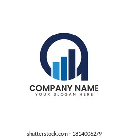 Initial A and Statistics Business Chart Bar logo design