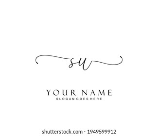 Initial SU beauty monogram and elegant logo design, handwriting logo of initial signature, wedding, fashion, floral and botanical with creative template.