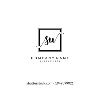 Initial SU beauty monogram and elegant logo design, handwriting logo of initial signature, wedding, fashion, floral and botanical with creative template.