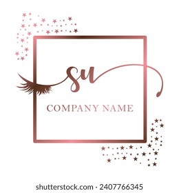 Initial SU calligraphy company eye and eyelash handwriting