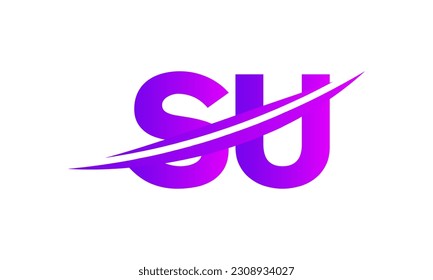 Initial SU letter Logo With Swoosh Design Graphic Vector Template for Business and Company Identity.	