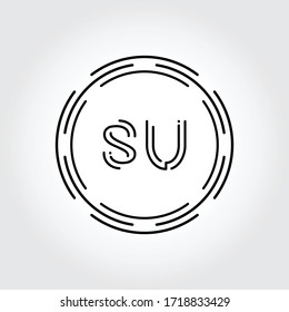 Initial SU Logo Design Creative Typography Vector Template. Digital Abstract Letter SU Logo Vector Illustration