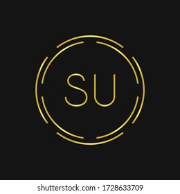 Initial SU Logo Design Creative Typography Vector Template. Digital Abstract Letter SU Logo Vector Illustration