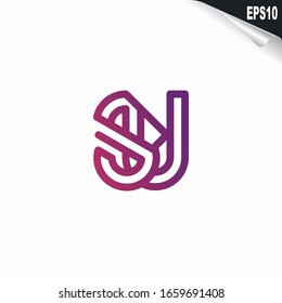 Initial SU Logo monogram design template. Simple elegant shape style modern logo.