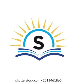 Initial sunrise Logo combine with letter S vector template