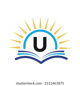 Início do nascer do sol Logo combinar com a letra U modelo de vetor
