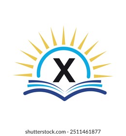 Initial sunrise Logo combine with letter X vector template