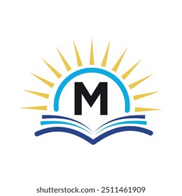 Initial sunrise Logo combine with letter M vector template