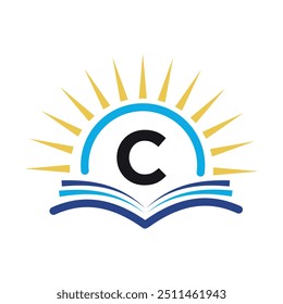 Initial sunrise Logo combine with letter C vector template