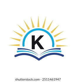 Initial sunrise Logo combine with letter K vector template