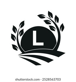 Initial Sunshine Farm Logo combine with letter L vector template