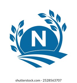 Initial Sunshine Farm Logo combine with letter N vector template