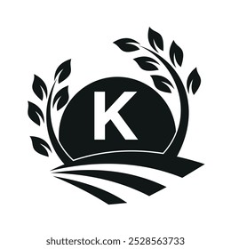 Initial Sunshine Farm Logo combine with letter K vector template