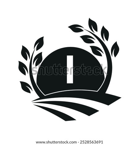 Initial Sunshine Farm Logo combine with letter I vector template