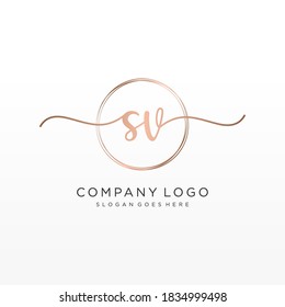 Initial SV beauty monogram and elegant logo design, handwriting logo of initial signature, wedding, fashion, floral and botanical with creative template.