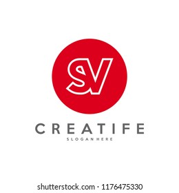 Initial SV logo concepts template vector