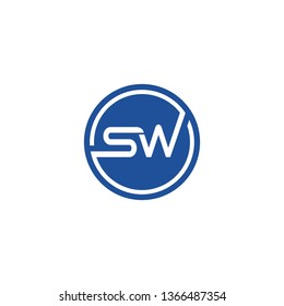 initial SW letter logo design with blue circle concept inspiration