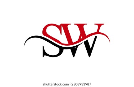 Initial SW letter Logo With Swoosh Design Graphic Vector Template for Business and Company Identity.	