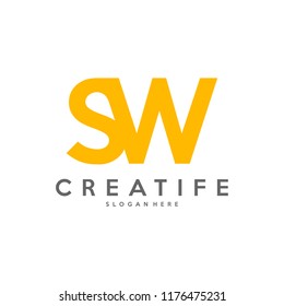 Initial SW logo concepts template vector