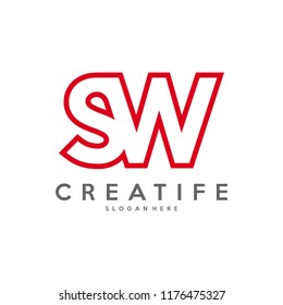 Initial SW logo concepts template vector