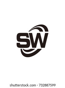 initial SW swoosh ring company logo black
