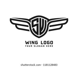Initial SW wing logo template vector