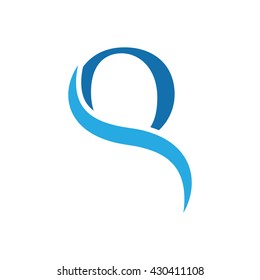 initial swoosh logo simple Q