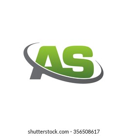 initial AS swoosh ring company logo green gray