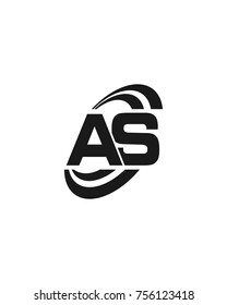 initial AS swoosh ring company logo black