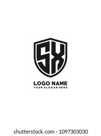 Initial SX abstract shield logo template vector
