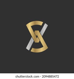 Plantilla de vector de diseño de logotipo de carta SX inicial