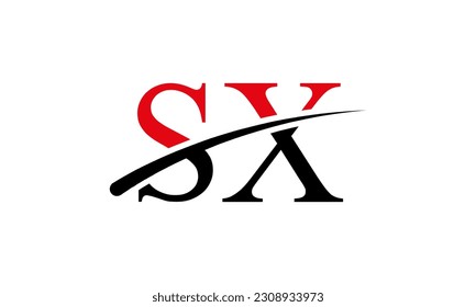 Initial SX letter Logo With Swoosh Design Graphic Vector Template for Business and Company Identity.	