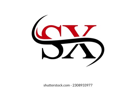 Logotipo de letra SX inicial con plantilla de vectores gráficos de diseño Swoosh para identidad de empresa y empresa.	