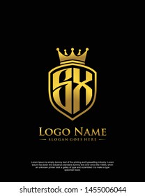initial SX letter with shield style logo template vector