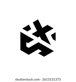  Initial SX Logo Polygon Shape Letter logo Design white background