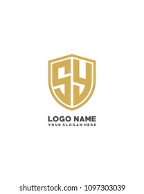 Initial SY abstract shield logo template vector